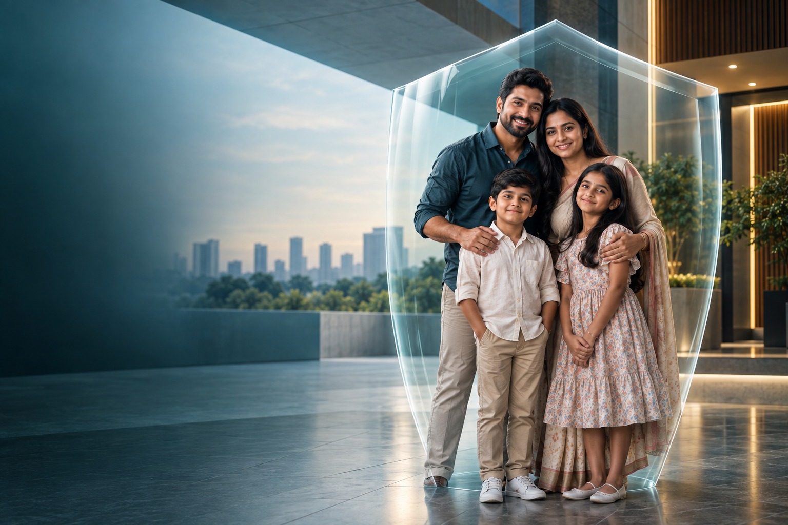 Indian family within a protective environment